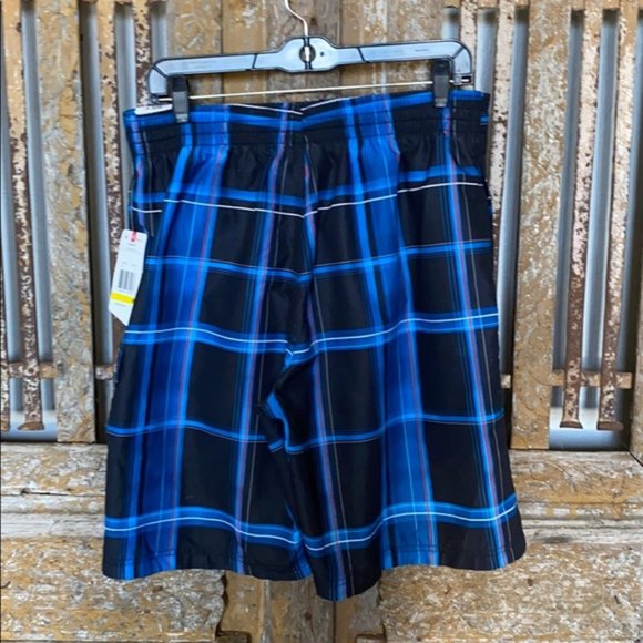 SPEEDO BLUE PLAID CARGO SWIM SHORTS M (NEW Unused - Picture 4 of 5